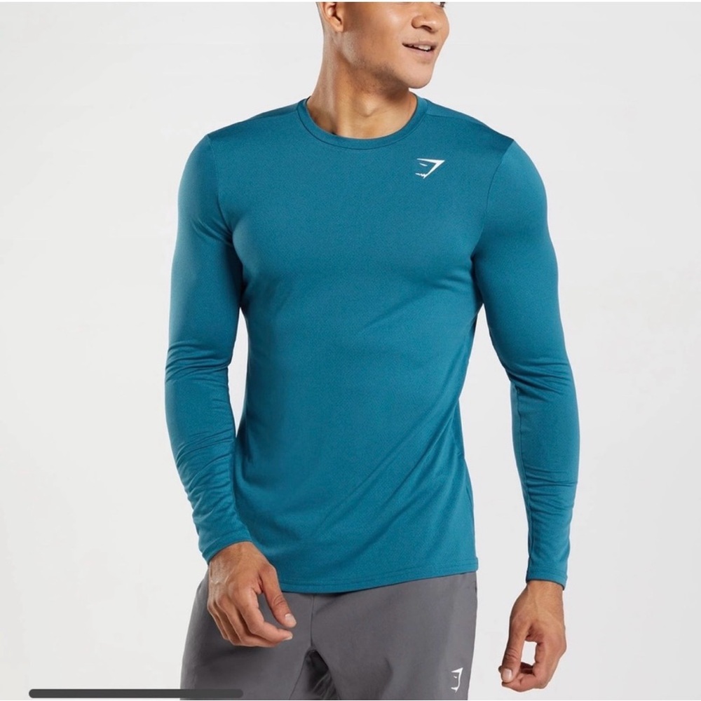 Gymshark Arrival Long Sleeve T-Shirt Aqua Blue Size M